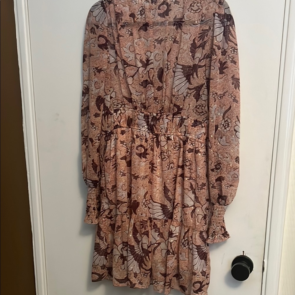OPT Pink Ruffled Wrap Dress with Bishop Sleeves - Picture 4 of 5